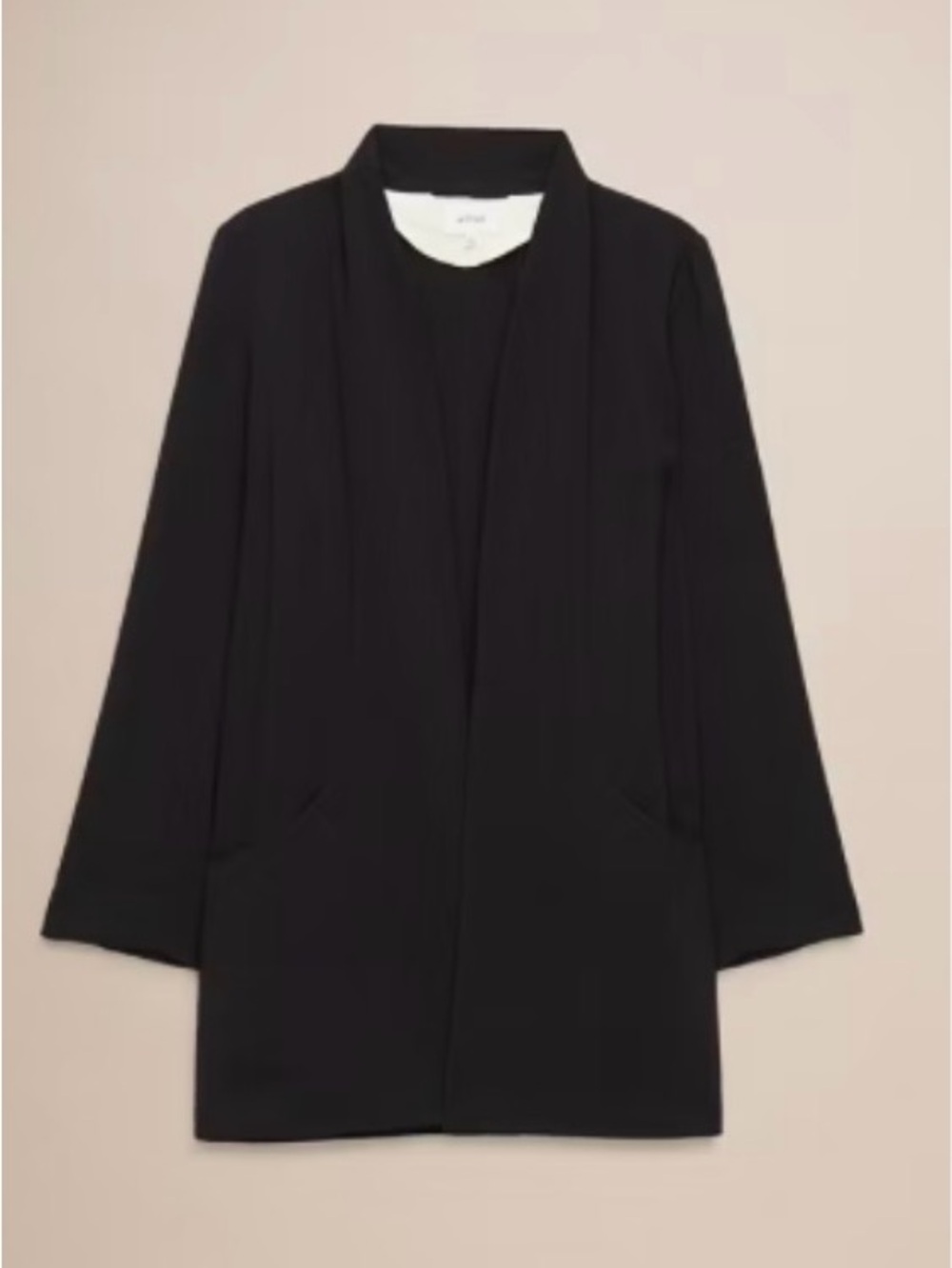 Aritzia Wilfred Cayette Black Crepe Open-Front Women's Blazer Jacket - Size 8